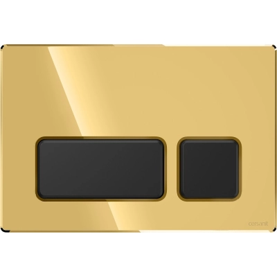 Кнопка смыва Cersanit BLOCK золото глянец, кнопки черный матовый K97-0397
