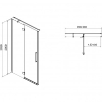 Душові двері розпашні Cersanit CREA 90X200 лівосторонні S159-005 прозоре скло