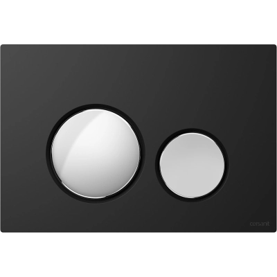 Кнопка смыва Cersanit LUNA черный матовый, кнопки хром глянцевый K97-0559
