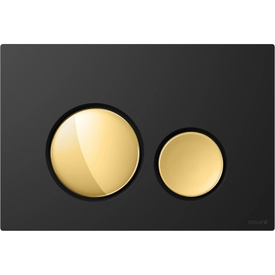 Кнопка змиву Cersanit LUNA чорний матовий, кнопки золотий глянцевий
