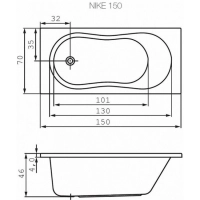 Ванна прямокутна Cersanit NIKE 150x70 S301-246